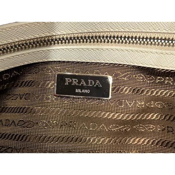 Prada Saffiano Ivory Leather Satchel Weekender Travel Tote Bag - Picture 8 of 12
